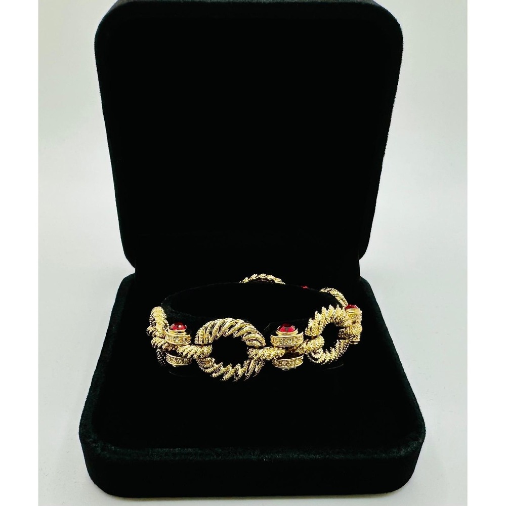 JBK Camrose & Kross Jacqueline Kennedy Ruby Red Crystal Gold Tone Link Bracelet